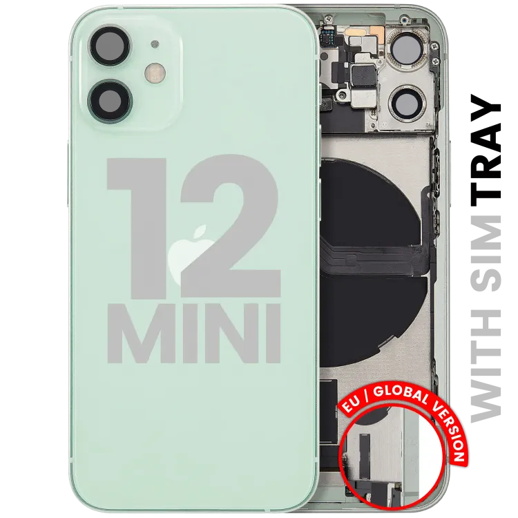 iPhone 12 Mini için Şarj Bağlantı Noktası Esnek ve Küçük Parçalarla Arka Muhafaza (AB / Global Versiyon) (Kullanılan OEM Çekme: Sınıf C) (Yeşil)