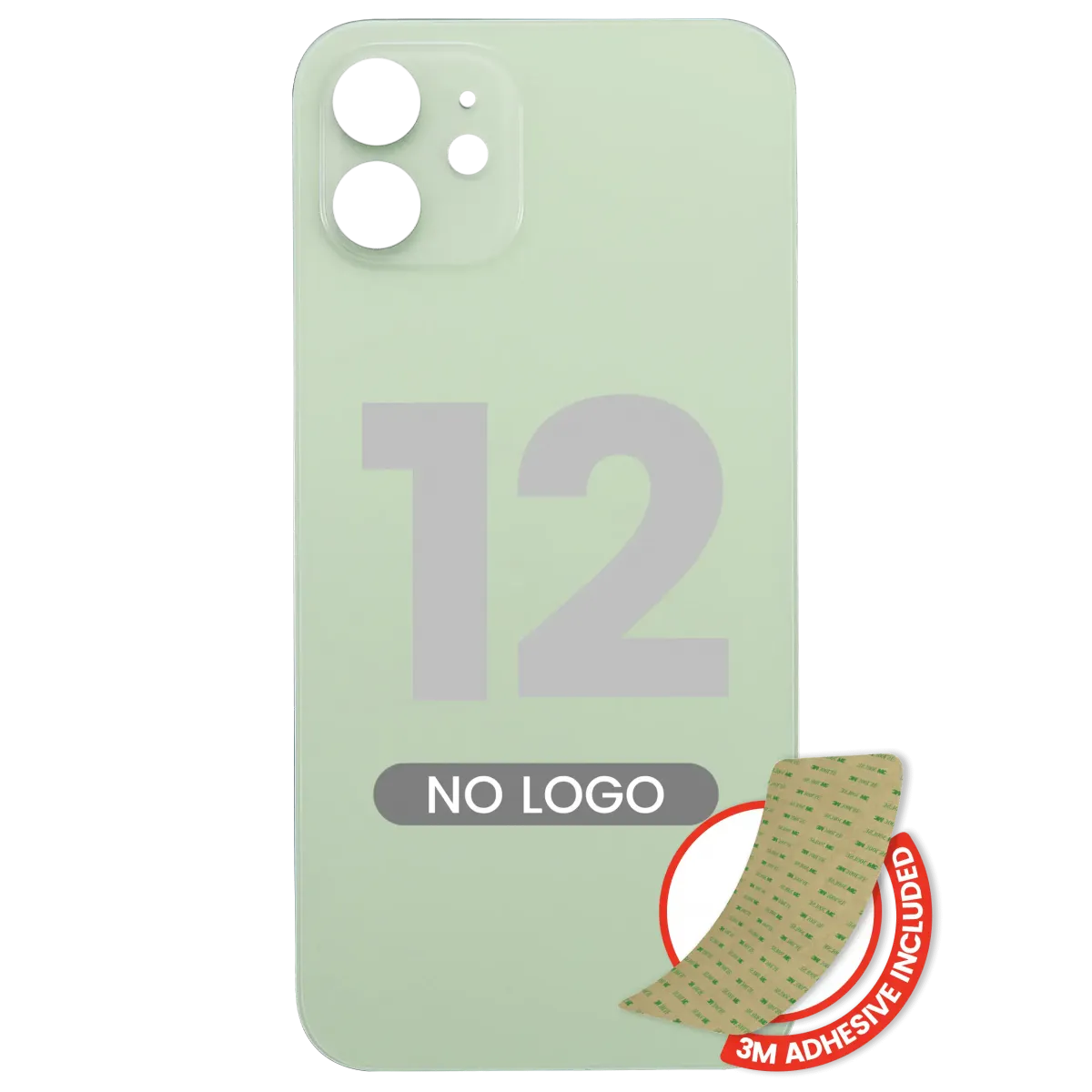 iPhone 12 İçin 3M Yapışkanlı Arka Cam (Logosuz / Büyük Kamera Deliği) (Yeşil)