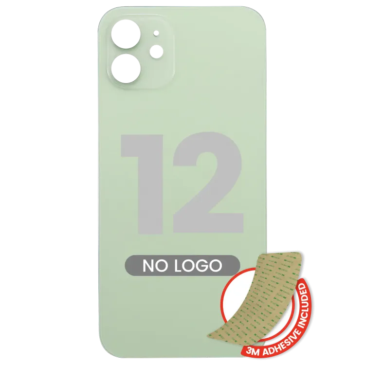 iPhone 12 İçin 3M Yapışkanlı Arka Cam (Logosuz / Büyük Kamera Deliği) (Yeşil)