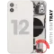 iPhone 12 için Kasa Full Set Şarj Bağlantı Noktası Flex ve Küçük Parçalarla Arka Muhafaza (AB / Global Versiyon) (Beyaz)