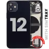iPhone 12 için Kasa Full Set Şarj Bağlantı Noktası Flex ve Küçük Parçalarla Arka Muhafaza (AB / Global Versiyon)) (Siyah)