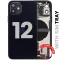 iPhone 12 için Kasa Full Set Şarj Bağlantı Noktası Flex ve Küçük Parçalarla Arka Muhafaza (AB / Global Versiyon)) (Siyah)