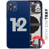 iPhone 12 için Kasa Full Set Şarj Bağlantı Noktası Flex ve Küçük Parçalarla Arka Muhafaza (AB / Global Versiyon) (Mavi)