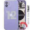 iPhone 12 için Kasa Full Set Şarj Bağlantı Noktası Flex ve Küçük Parçalarla Arka Muhafaza (AB / Global Versiyon)  (Mor)