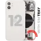 iPhone 12 için Kasa Full Set Şarj Bağlantı Noktası Flex ve Küçük Parçalarla Arka Muhafaza (AB / Global Versiyon) (Beyaz)