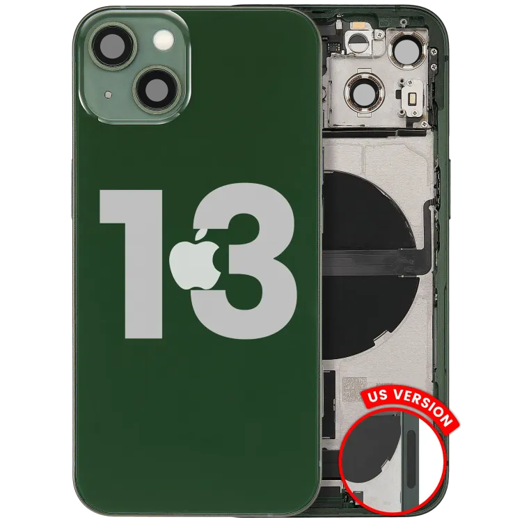 iPhone 13 için Şarj Bağlantı Noktası Flex ve Küçük Parçalarla Arka Muhafaza (ABD Versiyonu) (Kullanılan OEM Çekme: Sınıf B) (Yeşil)