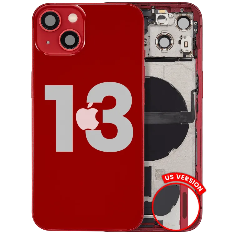 iPhone 13 için Şarj Bağlantı Noktası Flex ve Küçük Parçalarla Arka Muhafaza (ABD Versiyonu) (Kullanılan OEM Çekme: Sınıf B) (Kırmızı)