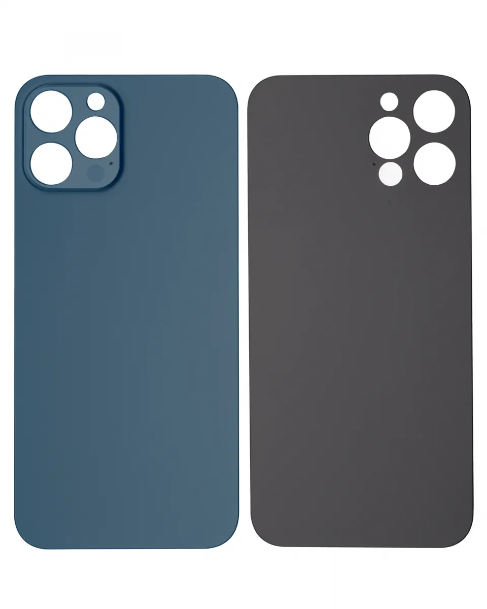 iPhone 12 Pro Max İçin 3M Yapışkanlı Arka Cam (Logosuz / Büyük Kamera Deliği) (Pasifik Mavisi)