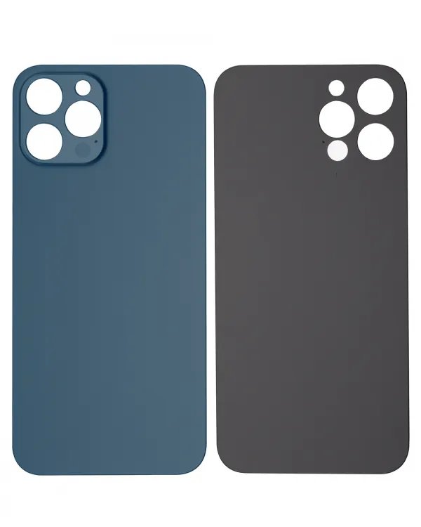 iPhone 12 Pro Max İçin 3M Yapışkanlı Arka Cam (Logosuz / Büyük Kamera Deliği) (Pasifik Mavisi)