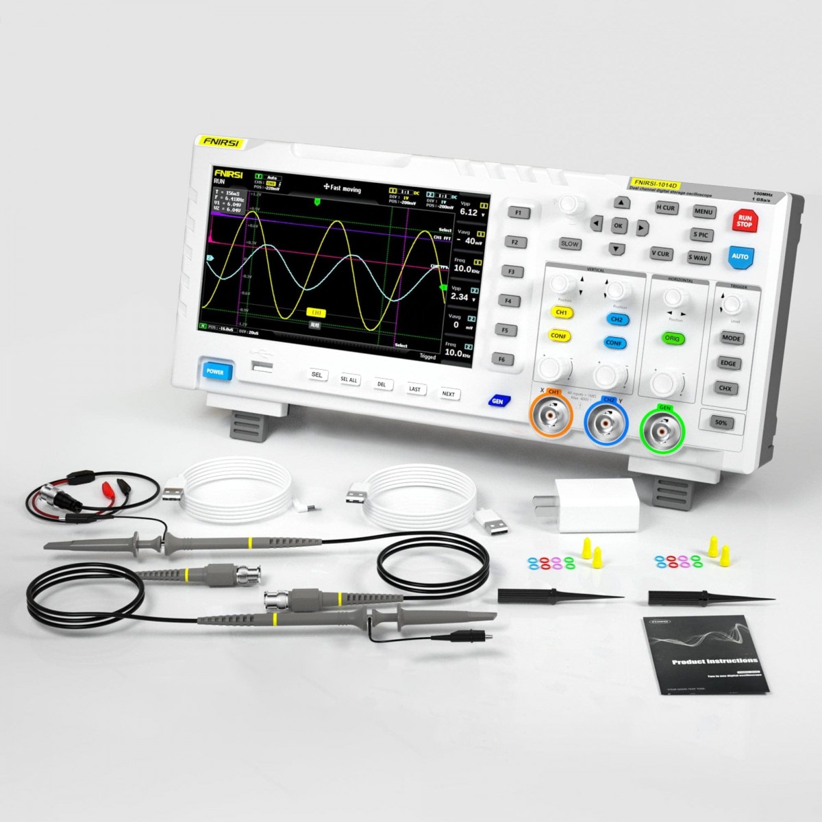 Fnirsi 1014D S Dijital Osiloskop 100MHz 2CH, Sinyal Jeneratörü 10MHz Fnirsi 1014D S Dijital Osiloskop 100MHz 2CH, Sinyal Jeneratörü 10MHz