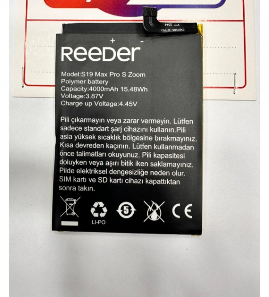 Reeder S19 MAX PRO S ZOOM Batarya Pil Orjinal Mah Logosuz Ürün Reeder S19 MAX PRO S ZOOM Batarya Pil Orjinal Mah Logosuz Ürün