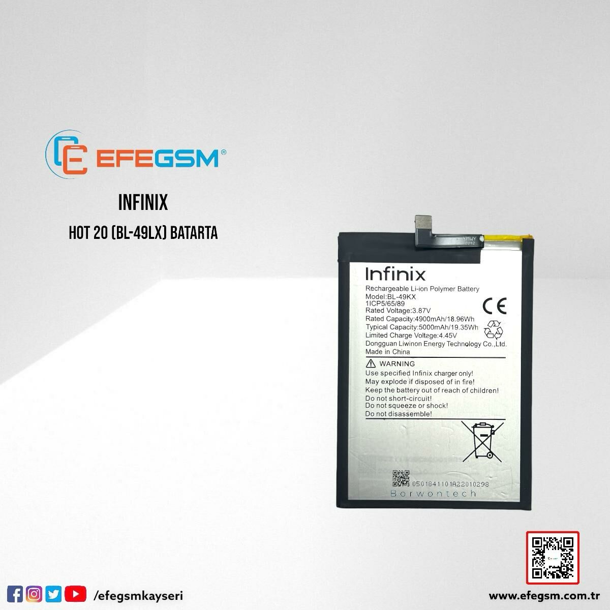 Infinix HOT 20 Batarya Pil Orjinal Mah Logosuz Ürün BL-49LX Infinix HOT 20 Batarya Pil Orjinal Mah Logosuz Ürün BL-49LX