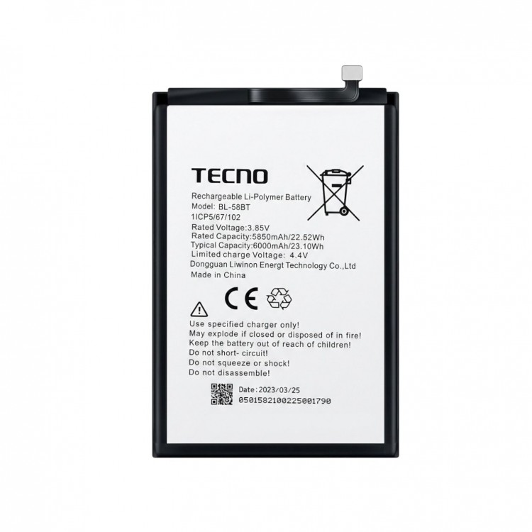 Tecno Pova 5 Batarya Pil Orjinal Mah Logosuz Ürün BL-58BT