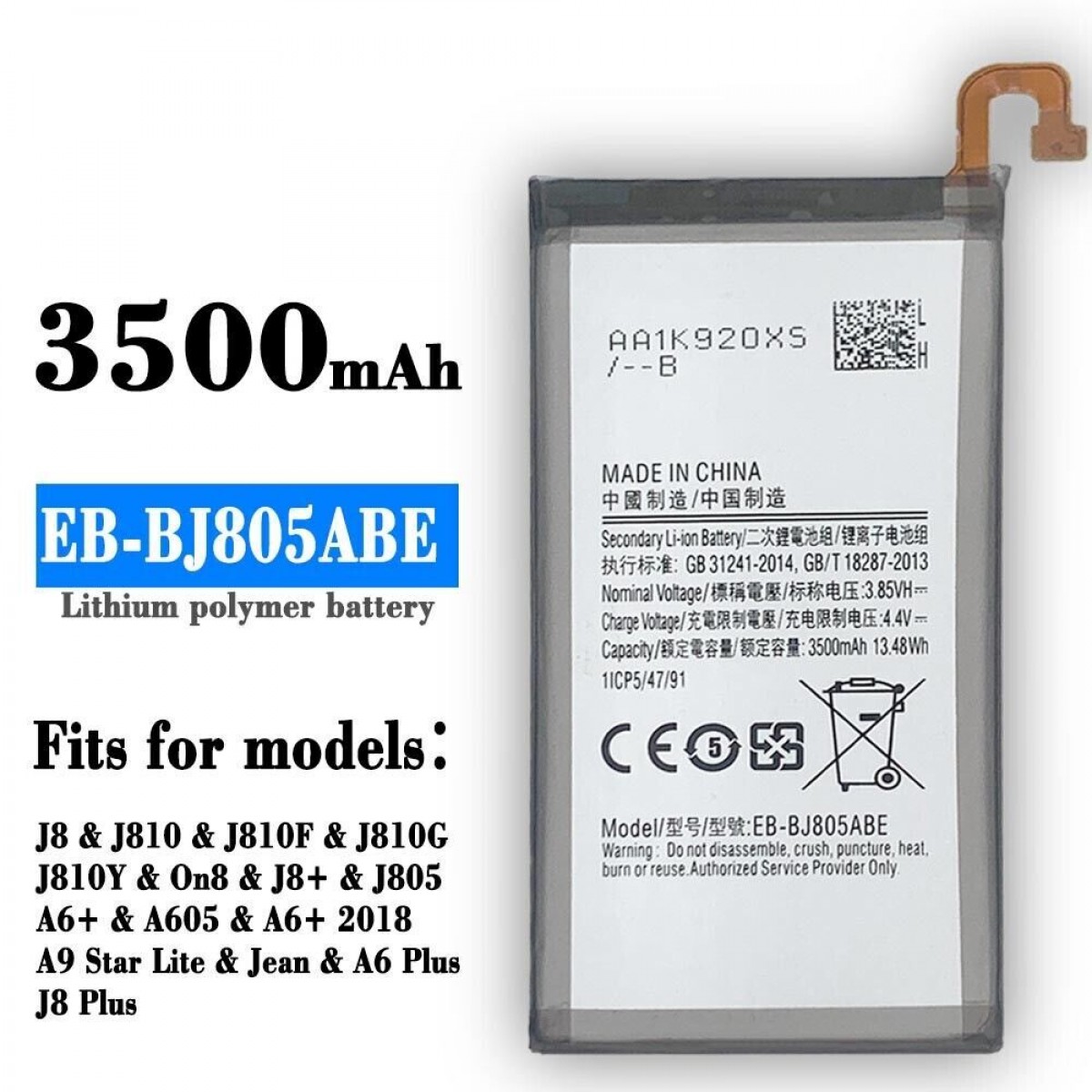 Samsung J8 (J805)Batarya Pil Orjinal Mah Logosuz Ürün Samsung J8 (J805)Batarya Pil Orjinal Mah Logosuz Ürün