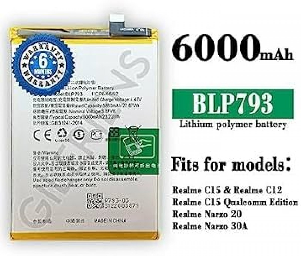 Oppo A53S Batarya Pil Orjinal Mah Logosuz Ürün BLP793