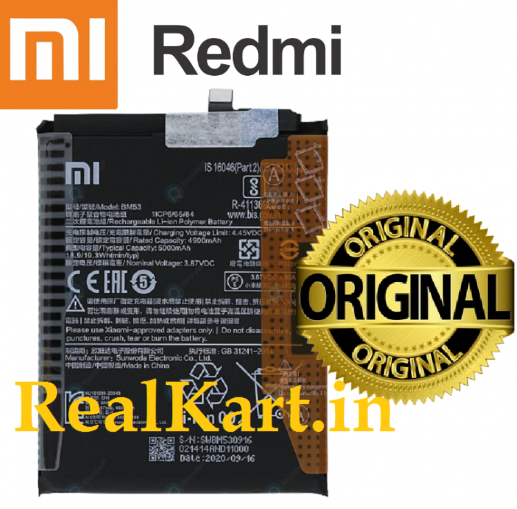 Xiaomi Mİ 10T Batarya Pil Orjinal Mah Logosuz Ürün BM53