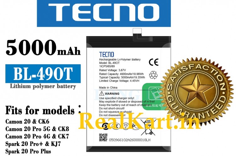 Tecno Camon 20 Batarya Pil Orjinal Mah Logosuz Ürün BL-49OT