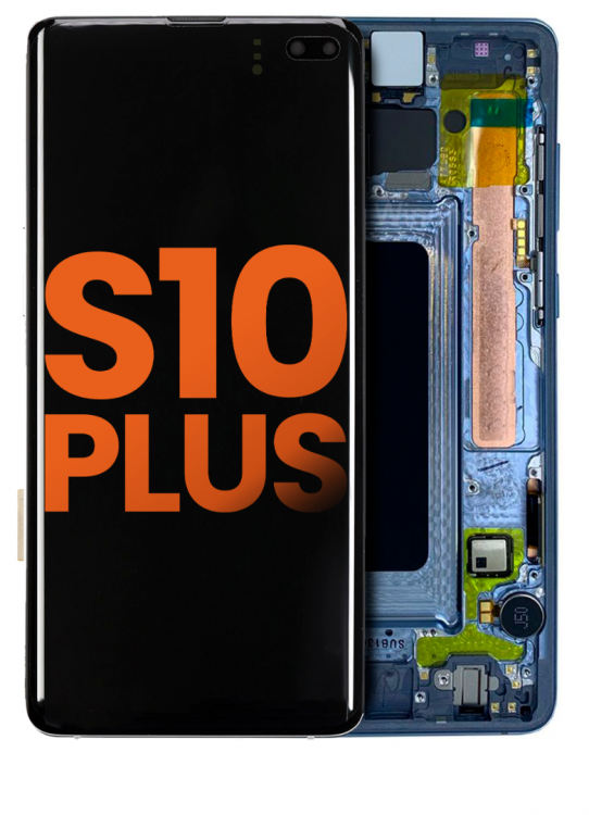 Samsung S10 Plus Çıtalı Ekran Dokunmatik Mavi SOFT OLED