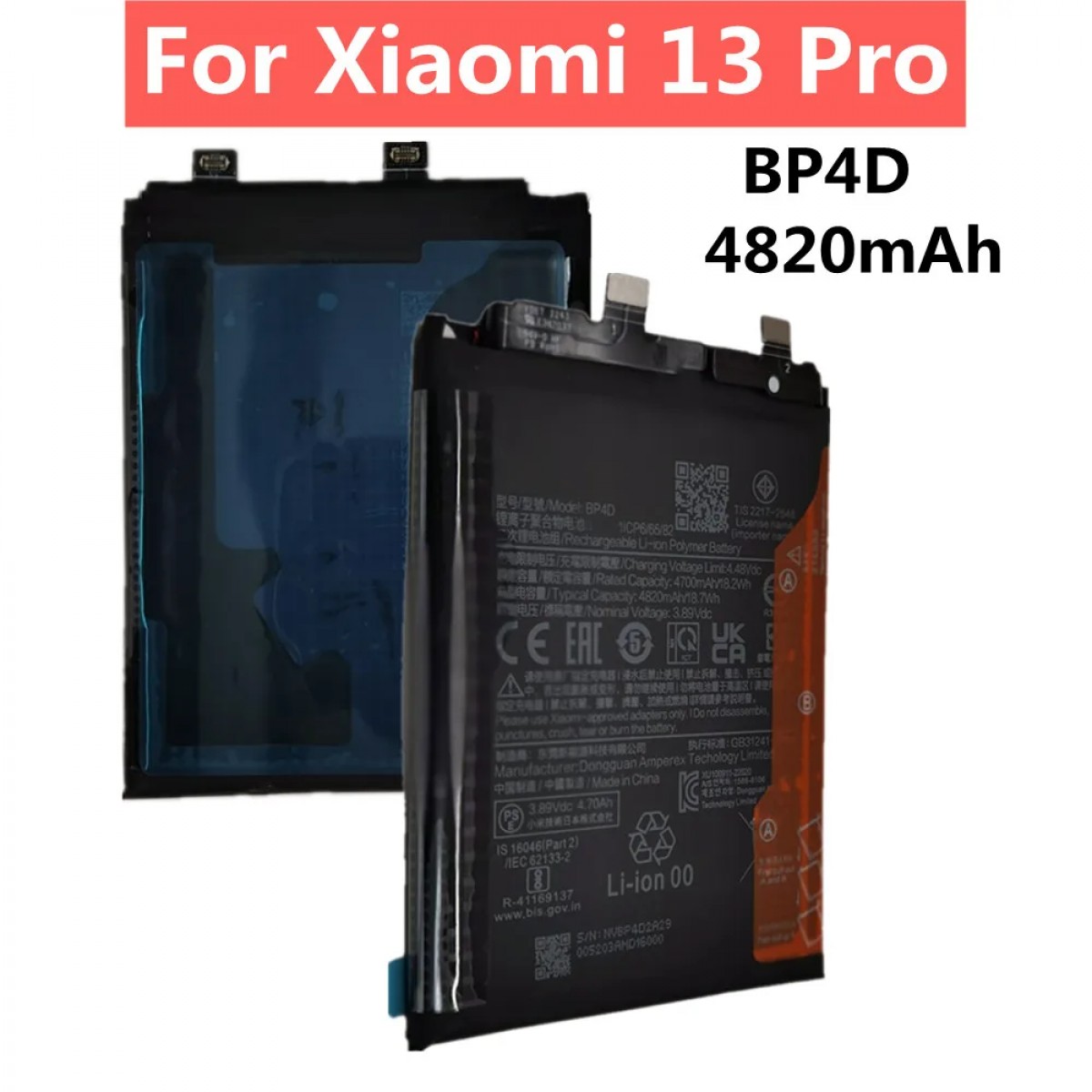 Xiaomi Mİ 13 PRO Batarya Pil Orjinal Mah Logosuz Ürün BP4D Xiaomi Mİ 13 PRO Batarya Pil Orjinal Mah Logosuz Ürün BP4D