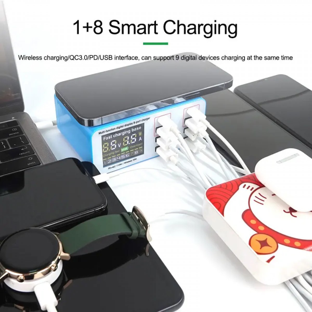 Relife Rl-304S 8 Port Wıreless Type-C Usb Charger