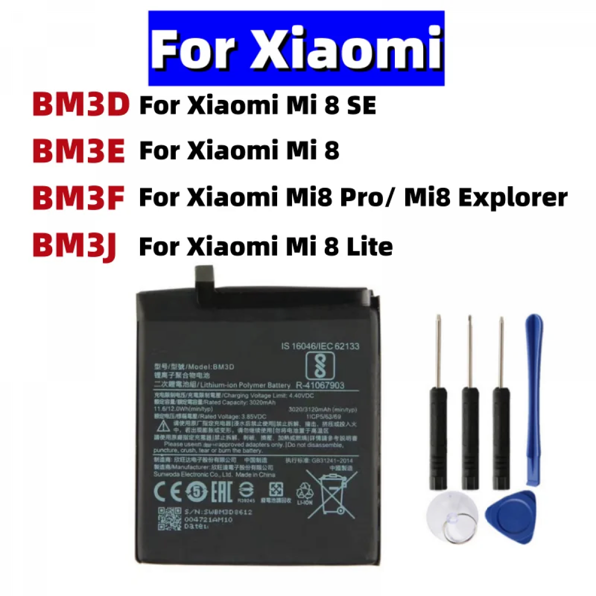 Xiaomi Mİ 8SE Batarya Pil Orjinal Mah Logosuz Ürün BM3F Xiaomi Mİ 8SE Batarya Pil Orjinal Mah Logosuz Ürün BM3F