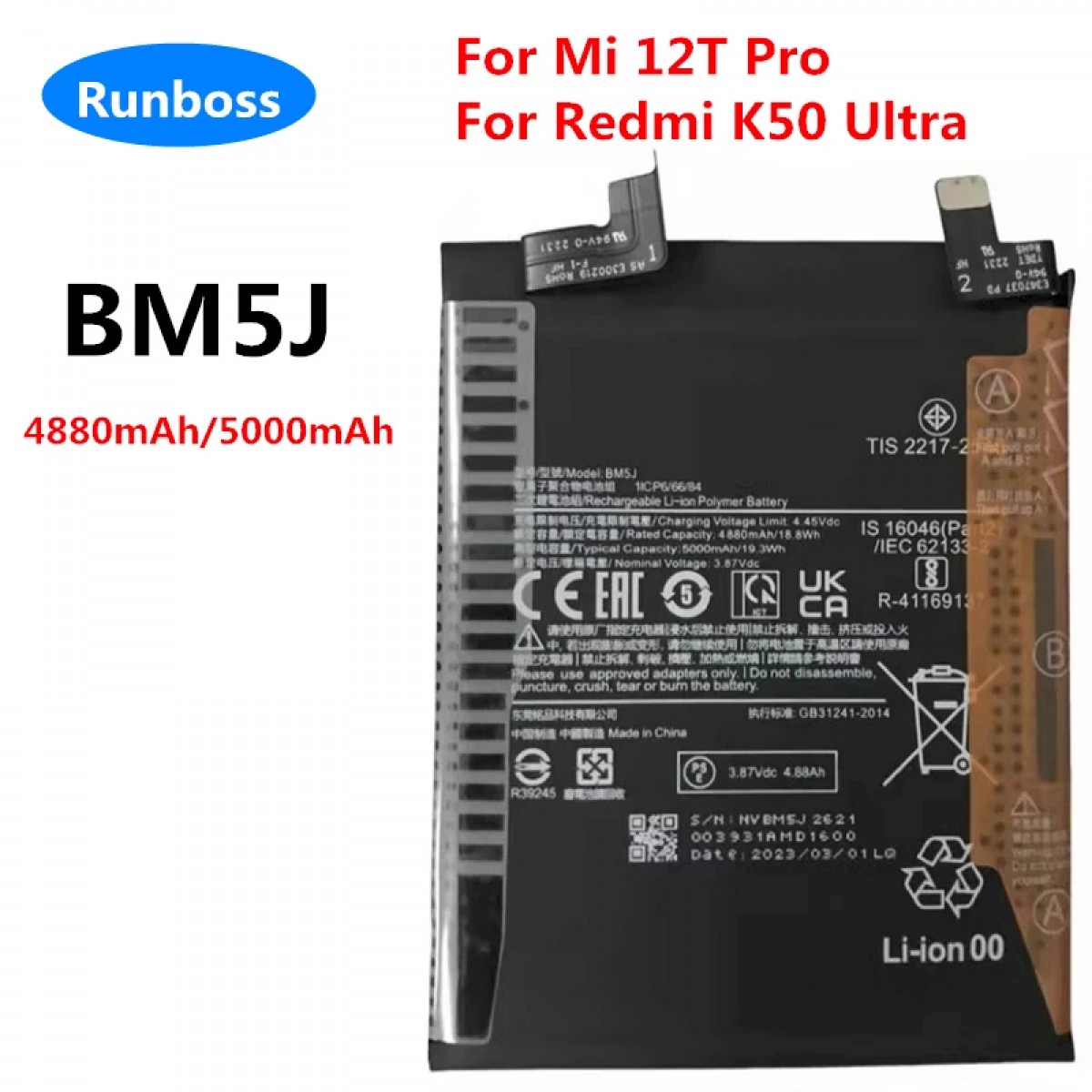 Xiaomi Redmi K50 Batarya Pil Orjinal Mah Logosuz Ürün BM4N