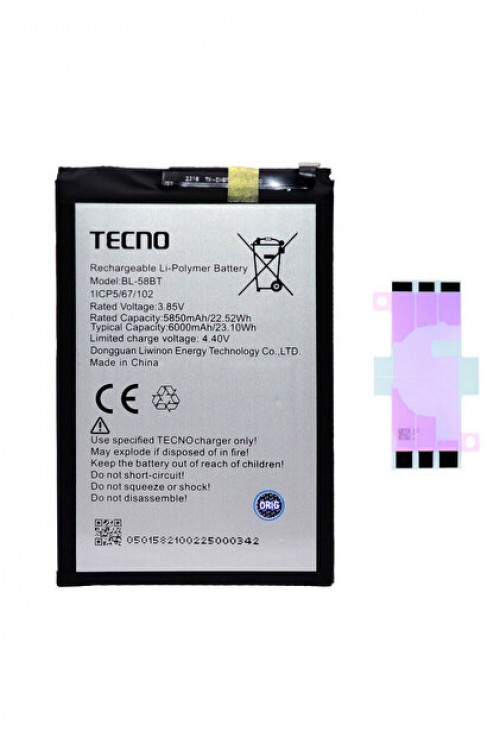 Tecno Pova 4 Batarya Pil Orjinal Mah Logosuz Ürün BL-58BT