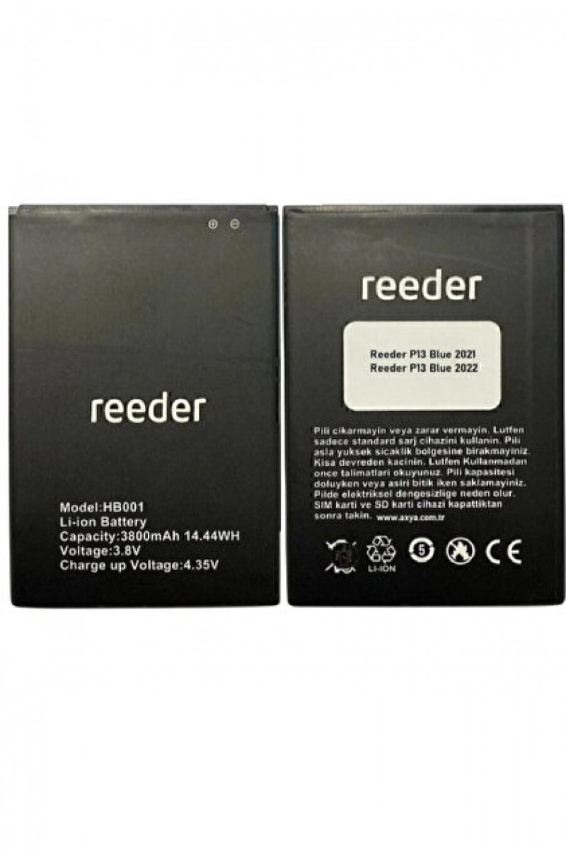Reeder P13 BLUE 2021 Batarya Pil Orjinal Mah Logosuz Ürün