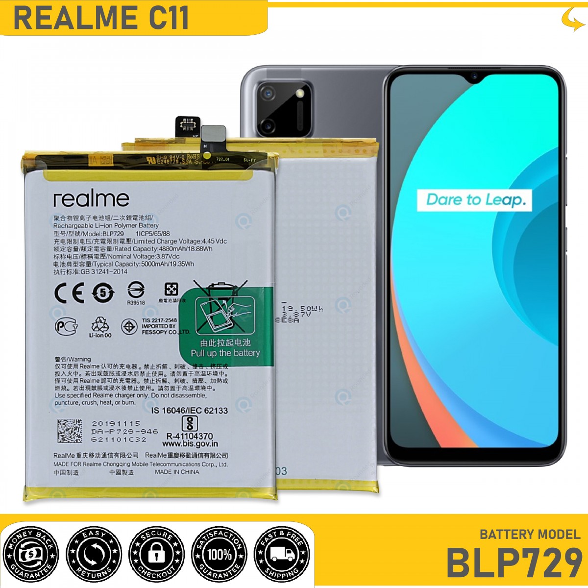 Realme C11 Batarya Pil Orjinal Mah Logosuz Ürün BLP669 Realme C11 Batarya Pil Orjinal Mah Logosuz Ürün BLP669
