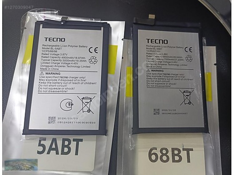 Tecno Spark 30C Batarya Pil Orjinal Mah Logosuz Ürün BL-5ABT