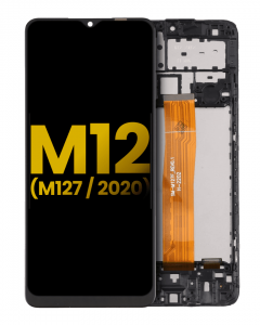 Samsung Galaxy M12 M127 Ekran Dokunmatik Siyah Çıtalı Orijinal