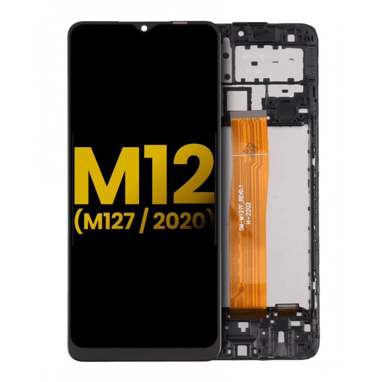 Samsung Galaxy M12 M127 Ekran Dokunmatik Siyah Çıtalı %100 Orijinal
