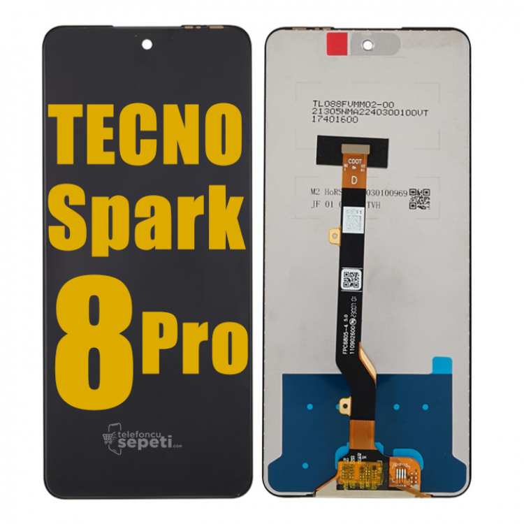 Tecno Spark 8 Pro Ekran Dokunmatik Siyah Çıtasız A Plus Kalite