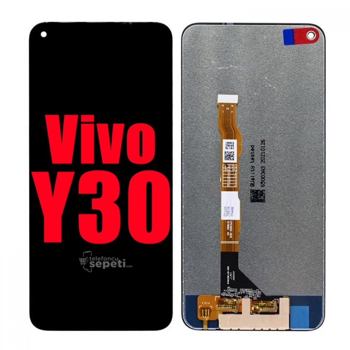 Vivo Y30 Ekran Dokunmatik Siyah Çıtasız Orjinal