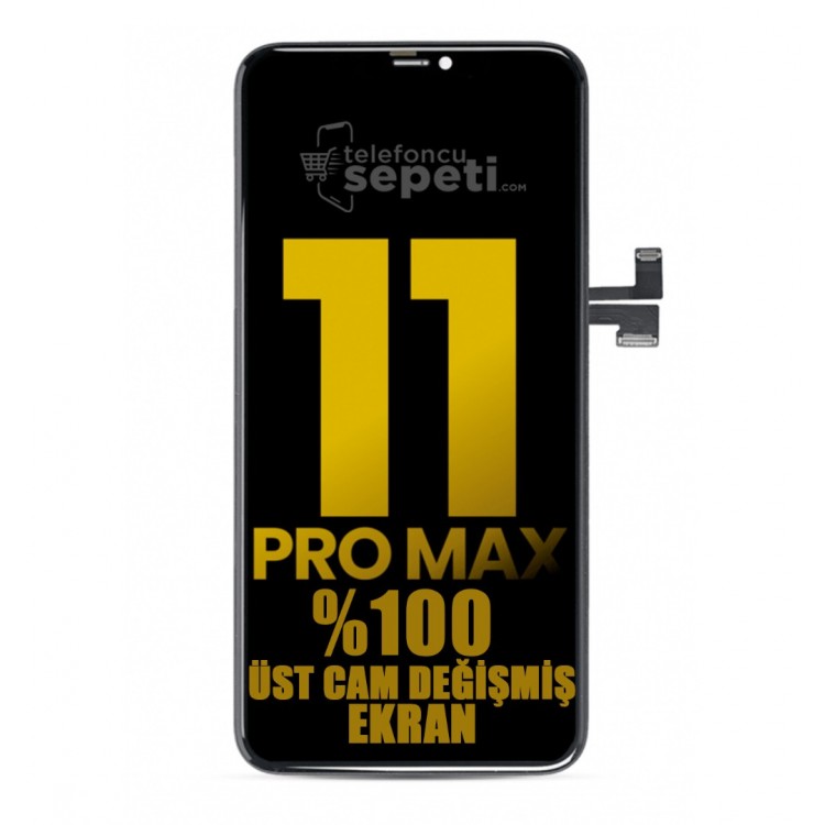 iPhone 11 Pro Max Ekran Dokunmatik Siyah %100 Cam Değişmiş 