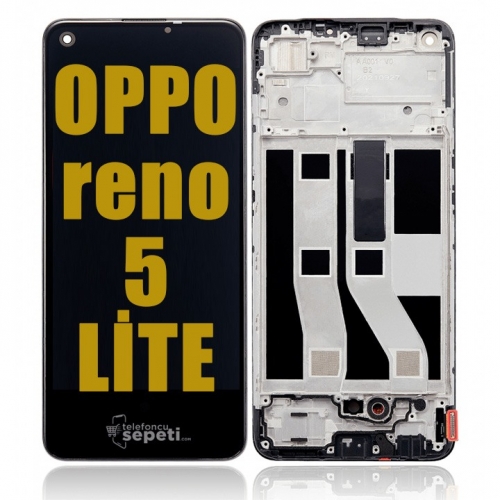 Oppo Reno 5 Lite Ekran Dokunmatik Siyah Çıtalı A Plus Kalite