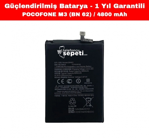 Xiaomi Pocophone M3 Batarya BN62 4800 Mah "Yüksek Kapasiteli"