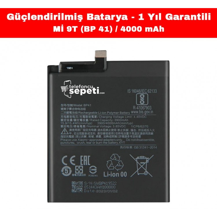 Xiaomi Mi 9T Batarya BP41 4000 mAh "Yüksek Kapasiteli"