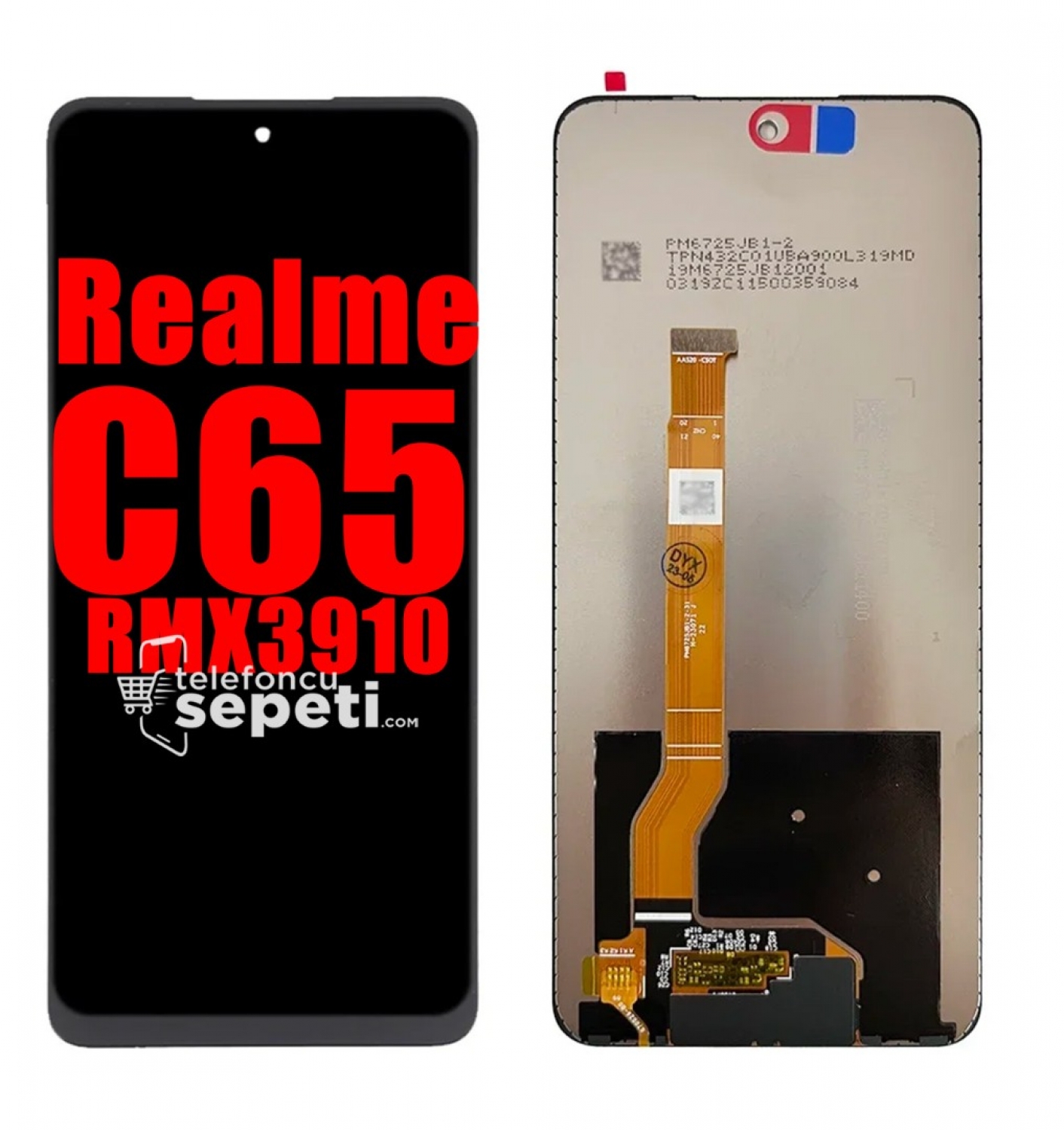 Realme C65 Ekran Dokunmatik Siyah Çıtasız %100 Orijinal