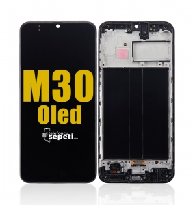 Samsung Galaxy M30 M305 Ekran Dokunmatik Siyah Çıtalı %100 Oled