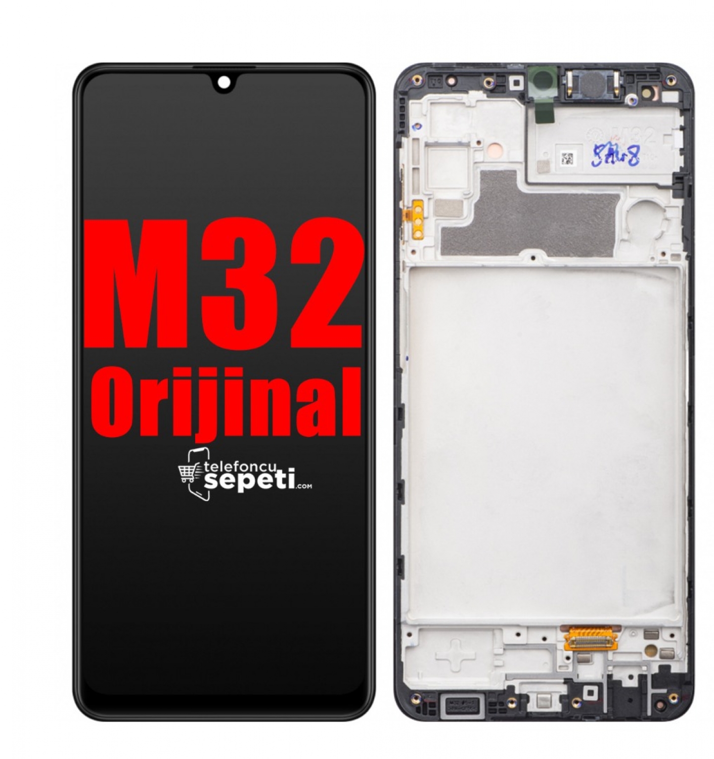 Samsung Galaxy M32 M325 Ekran Dokunmatik Siyah Çıtalı %100 Orjinal Servis Ürün