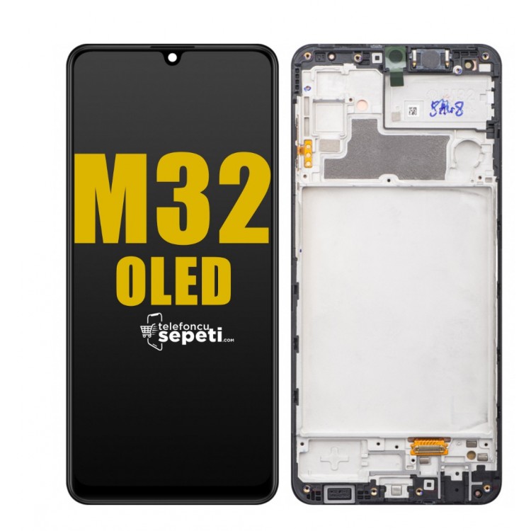 Samsung Galaxy M32 M325 Ekran Dokunmatik Siyah Çıtalı Oled
