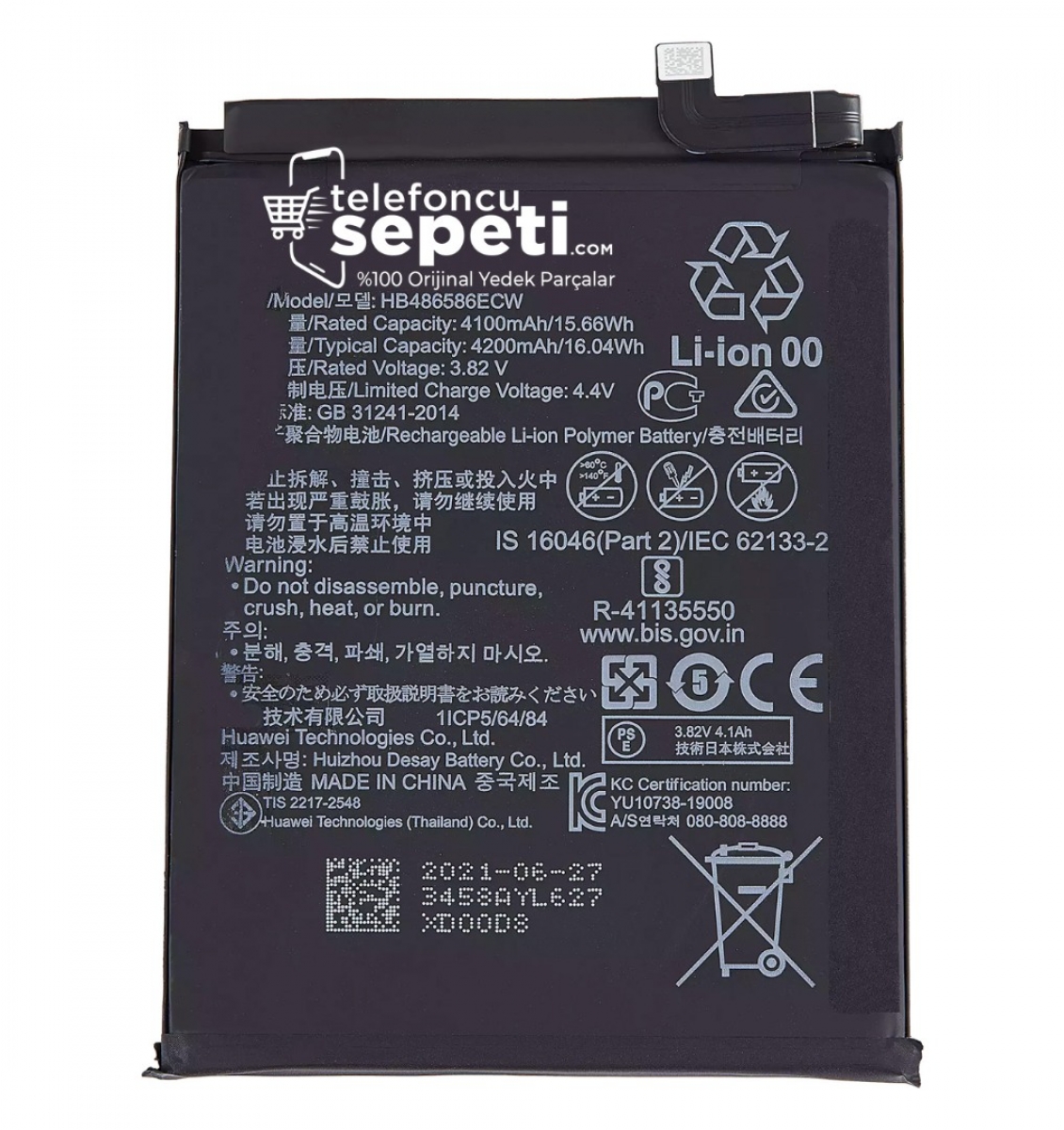 Huawei P40 Lite Batarya Pil %100 Orijinal