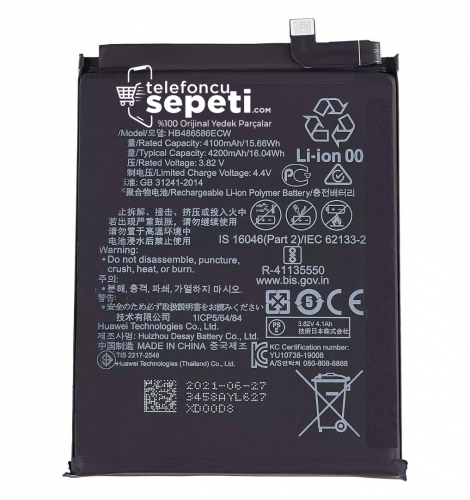 Huawei P40 Lite Batarya Pil %100 Orijinal