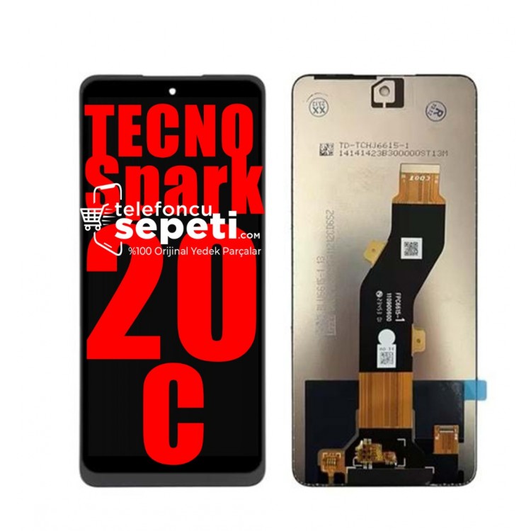 Tecno Spark 20C Ekran Dokunmatik Siyah Çıtasız %100 Orijinal