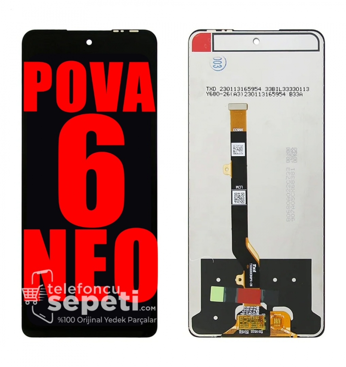 Tecno Pova 6 Neo Ekran Dokunmatik Siyah Çıtasız %100 Orijinal