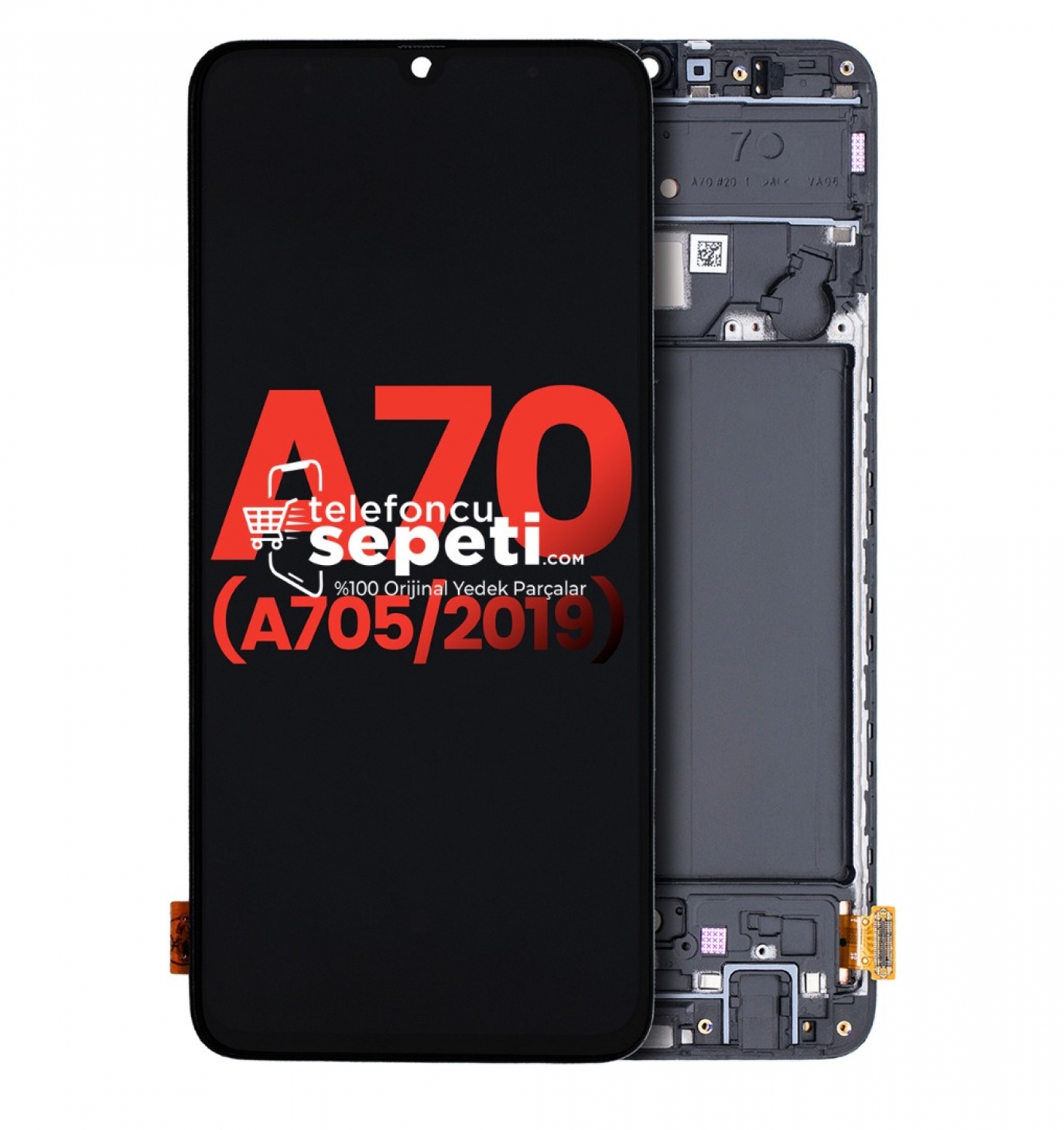 Samsung Galaxy A70 A705 Ekran Dokunmatik Siyah Çıtalı A Plus Kalite