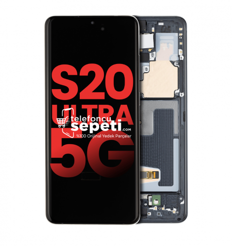 Samsung Galaxy S20 Ultra G988 Ekran Dokunmatik Siyah Çıtalı %100 Oled