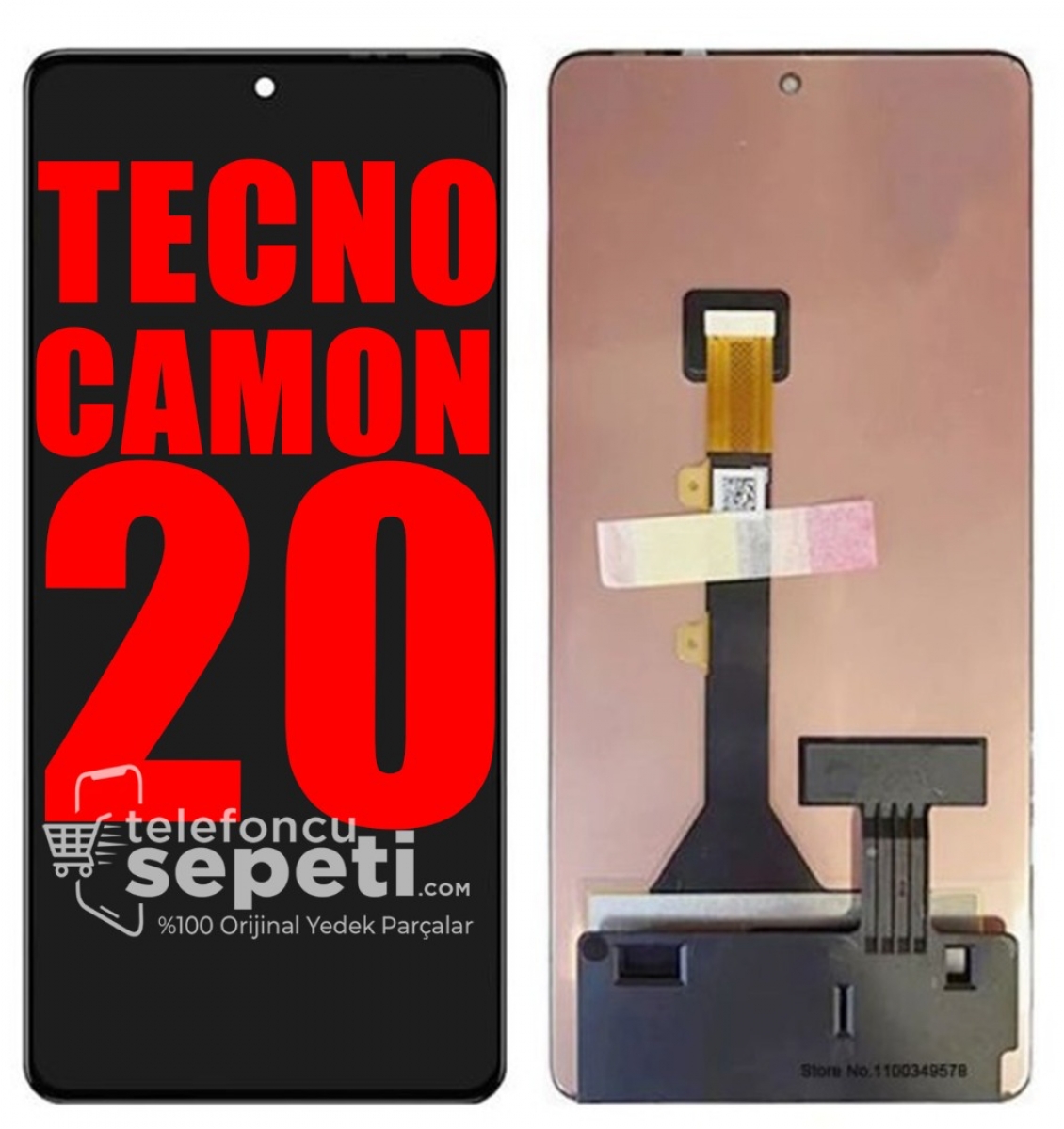 Tecno Camon 20 Ekran Dokunmatik Siyah Çıtasız %100 Orijinal