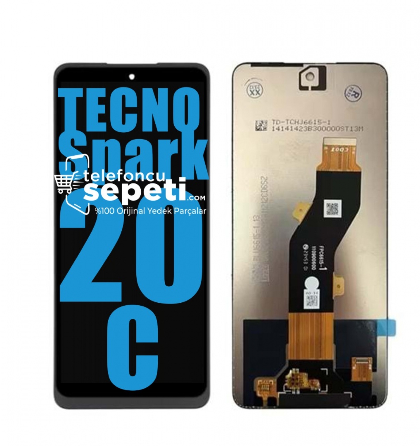 Tecno Spark 20C Ekran Dokunmatik Siyah Çıtasız A Plus Kalite